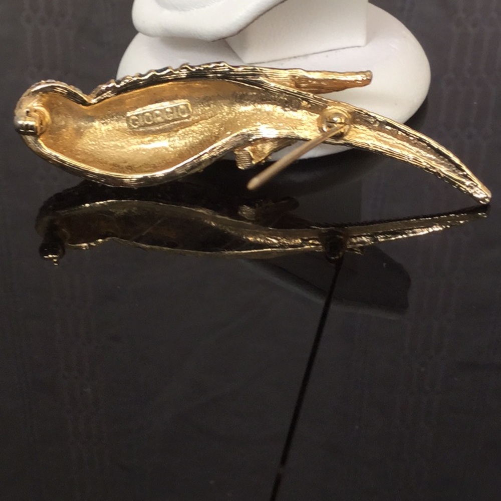 Vtg.Giorgio ParrotBrooch.GoldW/Crystals &EnamlBrch - Picture 8 of 8